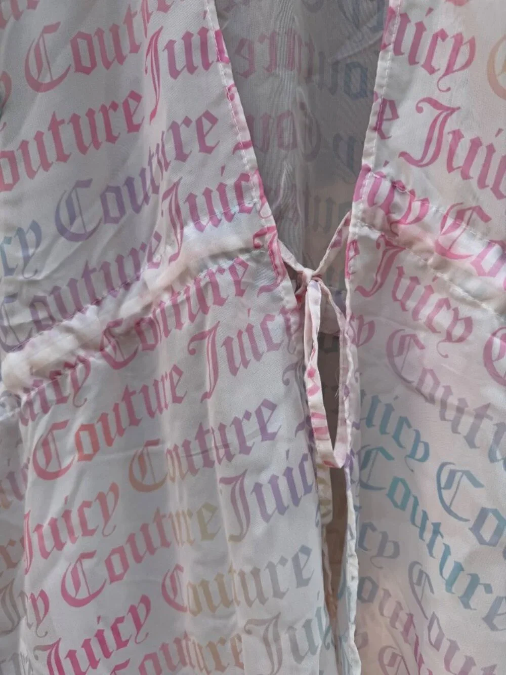 Juicy Couture Sheer White Multicolor Logo Kimono One Size Cover-Up